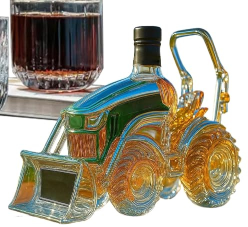 Traktorkaraff, traktorformad vinflaska, whiskybehållare i med stopp, dekorativ kristallkaraff med design, bar familj skåp display, present till whiskyälskare