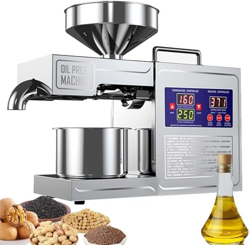 LYNNEYING Fröoljeproducent, Automatisk Oljepress, Utan Sot Nährvårdsbevarande, Kalla och Varma Press, Inställbar Temperatur för Pistacchio/Hasselnöt/Sesam