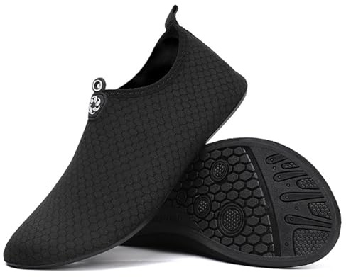 InfiniZer Water Shoes for Women Men Quick Dry Sea Shoes Breathable Aqua Lightweight Barefoot for Surfing Running Driving, UK 3-11 (Black, Adult, Men, 7, Numeric, UK Footwear Size System, Medium)