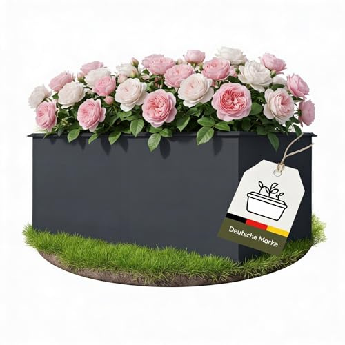 novaterra® Hochbeet Metall Anthrazit - B 200 x T 100 x H 77 cm - Premium Hochbeet aus pulverbeschichtetem Stahl, Schneckenschutz, wetterfest, ideal als Kräuterbeet, Frühbeet & Blumenkasten