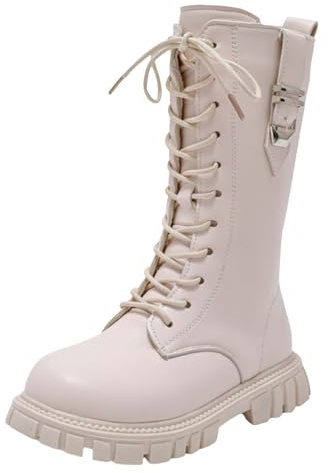 Bottes et Bottines Fille de Cowboy à Lacets Botte de Combat Punk Gothique Bottine avec Fermeture Éclair Confortables à Bout Rond Mode Chaussures Enfants Chaudes Bottes d'équitation Déguisement