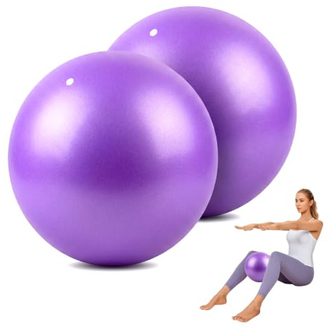 Silkmin 2 stycken 20–25 cm stor pilatesboll, liten gymnastikboll | Halkfri yogaboll, platssäker gymnastikboll för fitness, yoga, gymnastik och rumpträning för hemmet, gymmet