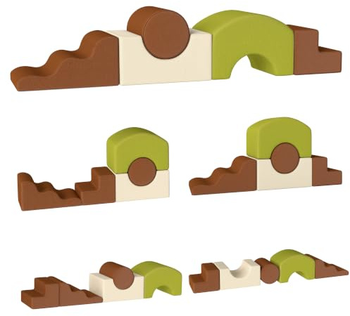 AIYAPLAY - Juego de 5 unidades para bebé, módulo de espuma flexible con funda de pana, bloques de construcción educativos, juguetes educativos, niños en edad preescolar, multicolor