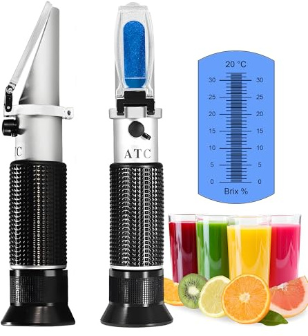 0-32% Brix Rifrattometro,V·RESOURCING Portatile Brix Refractometer Misurare Gamma 0 a 32%, Preciso: ±0,2% Perfetto per Cibo, Frutta, Bevande, ecc