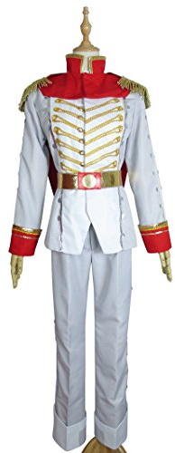Xiao Wu US Size White Red Gabardine Jacket Pants Belt Cosplay Costume Uniform Outfit (Male M)