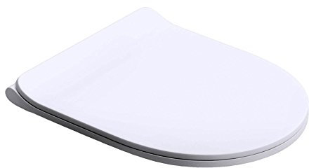 Durovin Bathrooms Soft Close Toilet Seat - D Shape Slim Design - One Touch Button Quick Release - 360 x 470 x 25mm (WxDxH)