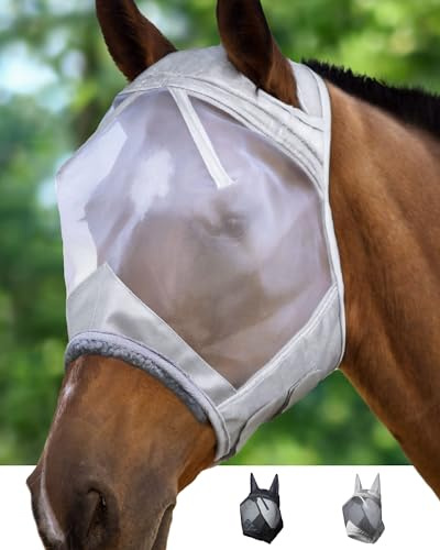 Harrison Howard CareMaster Máscara Anti-Moscas Protección con Orejas Plata (S; Pony)