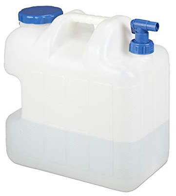 Relaxdays Jerrycan jerricane bidon d’Eau réservoir 25 L Robinet Bouchon sans BPA Camping Voiture Festival, Blanc/Transparent, 25 Liter