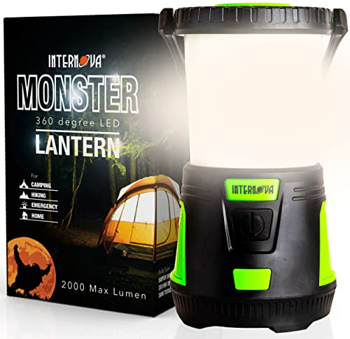Internova 2000 Lumen LED Camping Lantern, Longest Lasting Battery Lantern, Powered & Operated with Infinite 360 Degree Light Control