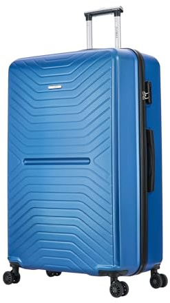 FLYMAX XL 32 Extra Large Suitcase 4 Wheel Lightweight Luggage Hard Shell Check in Hold Travel ABS 125 Litre Capacity Travel Case with 3 Digit Combination Lock + Telescopic Handle Blue