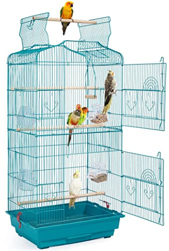 Yaheetech Vogelkäfig Vogelvoliere Tierkäfig Vogelhaus für Papagei Wellensittich 46 x 35.5 x 104.5cm Blau