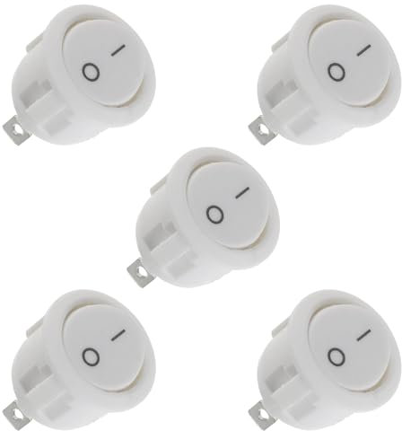 HUAREW Wippschalter EIN/AUS KCD1 Mini-Rund-Kippschalter SPST 2Pin Snap-in Latching mit Drähten vorverdrahtet AC 6A/250V 10A/125V, für Auto Boot (5 Stück)