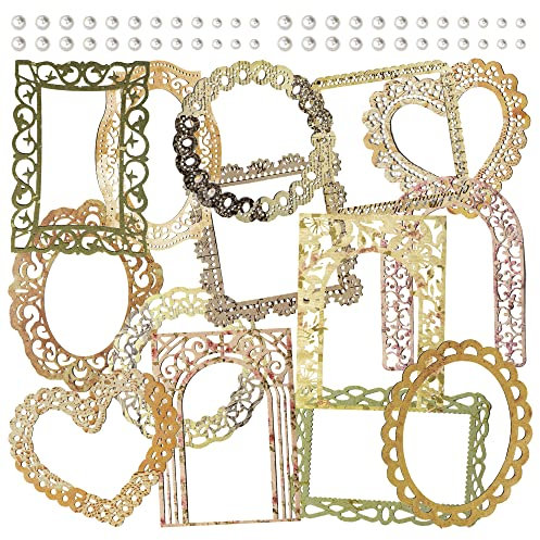 6 Confezioni Ritagli di Pizzo di Carta Cornice di Carta di Pizzo Vintage Carta Decorativa Bordo di Carta Fustellato con Motivo Centrino di Pizzo di Carta Stampata per Scrapbooking Journaling (Dream)