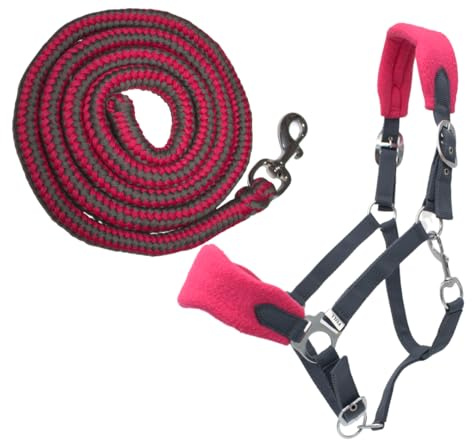 PFIFF 103103 Sunny - Juego de Cabestro (3 Piezas, Tejido y Flecos, Personalizable, Gris-Rosa, COB