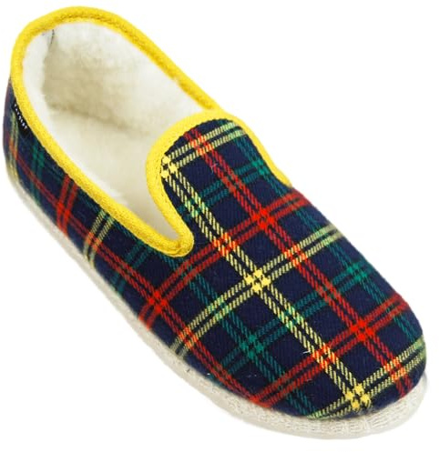 Charentaises traditionnelles CHAPITEAU en laine. Semelles feutre de laine crêpé et intérieur pure laine de mouton. (marine, Système Taille Chaussures EU, Adulte, Homme, Numérique, Large, 45)