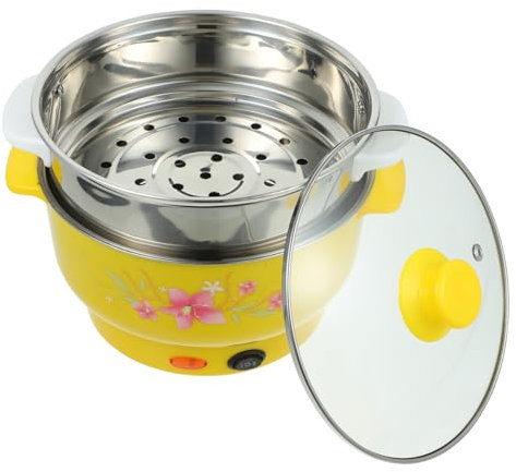 Cabilock Pentola Elettrica Kier Bollente Pentola a Vapore Vaporiera in Acciaio Inox Alunno Plastica Fornello Elettrico Doppio