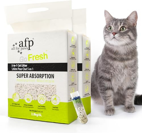 Premium 5-in-1 Mixed Tofu Cat Litter, 12L (2Pack) Flushable, Rapid Clumping,Fast Absorption,Low Dust, Easy Scooping,7/24 Odor Control Nature Pellet Kitty Litter (Unscented Cat Litter)
