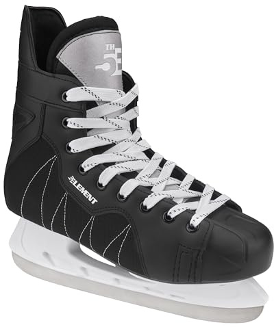 5th Element Stealth Ice Hockey Skates - Perfect for Recreational Ice Skating and Hockey - True-to-Size Fit and Moisture Resistant Liner Ice Skates for Men (Black/White, 7.0)