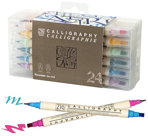 Kuretake Zig Kalligraphie-Marker, 2 mm, 5 mm, Doppelspitze, für Kunst, Skizzieren, Illustration, Kalligraphie, Tagebuch, Zeichnen, hergestellt in Japan, 24 Stück