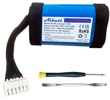 Aibatt Batterie de rechange 7800 mAh pour JBL Charge 5, batterie pour haut-parleur Bluetooth JBL Charge 5ème génération, remplacement pour batterie JBL GSP-1S3P-CH40, GSP-1S3P-CH4A.