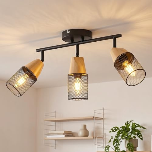 ANWIO Kitchen Lights Ceiling,Spotlights Ceiling Light 3 Way, Black Ceiling Light Fitting with E14 Socket, Adjustable Spot Track Light Fitting Ceilings,Wall Ceiling Lights for Living Room(NO Bulbs)