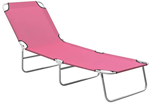 QJBSAVVA Tumbona plegable de acero y tela Oxford, tumbona de jardín con respaldo ajustable, 189 x 58 x 27 cm, tumbona de tres patas para jardín y playa, capacidad de carga 110 kg, color rosa