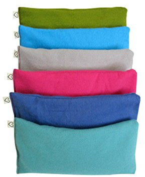 Peacegoods Unscented Organic Flax Seed Eye Pillow - Pack of (6) - Soft Cotton Flannel - Weighted Headache Relief Meditation Yoga Massage Bulk - Children ADHD Adults Stress Relax - Vibrant Colors
