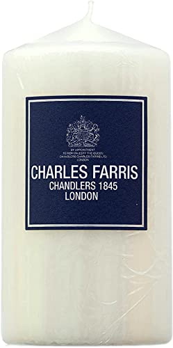 Charles Farris Luxury Ivory Wrapped Pillar Candles (3 x 6) - Made in UK - 75+ Hours Burn Time - Ideal for Weddings, Christmas, Dining & Celebration Events