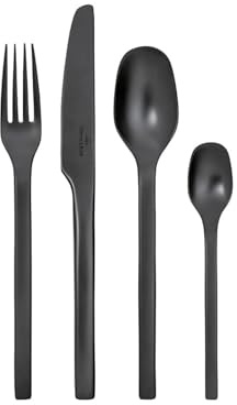 Villeroy & Boch - Manufacture Cutlery Table Cutlery Set for Up to 4 People, 16 Pieces, Stainless Steel, Black, 12-6556-9040