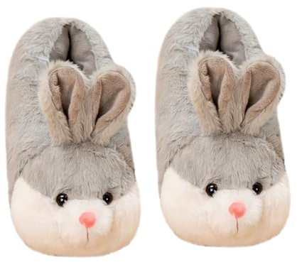HANDKEI Pantoufles de lapin pour femmes Pantoufles d'animaux drôles Pantoufles en peluche de lapin mignon cadeau