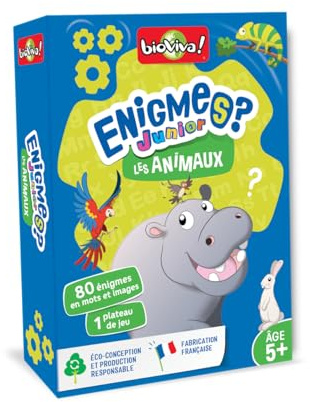 Bioviva - Enigmes Junior - Les Animaux - Jeu de Cartes Enfants 5+ | Jeu Educatif Devinettes - Dès 5 ans - 2 à 4 joueurs - Fabriqué en France