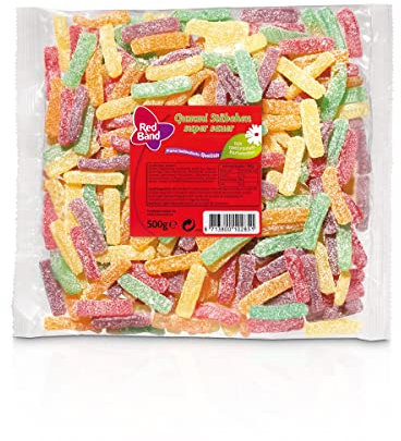 Red Band bunte Gummi Stäbchen gezuckert und super sauer 500g