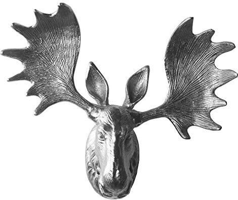 Artra Design GmbH Deko Geweih Elchkopf 'Silber' (Größe: M) - Wandfigur, Wanddeko, Elchgeweih, Elchkopf, Geweih und Skulptur ElchWeihnachten