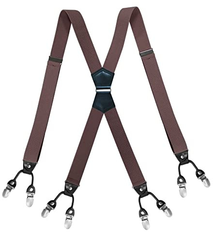 WEJUN Homme Bretelles 3.5Cmx125Cm PU Cuir 8 Clip Bretelles Élastiques Chemise De Mariage Pantalon Bretelles Sangle Réglable Porte-Jarretelles Ceinture 6