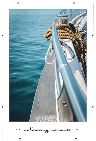 Mein Landhaus Cadre photo à clip sans cadre – Pour photos, art, certificats, A4, A3, 13 x 18 à 60 x 90 cm – Verre épais & MDF, 15 x 21 cm A5 (support)