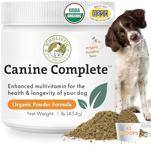 Wholistic Pet Organics Canine Complete - Dog Multivitamin Powder - 1 Lb - Daily Dog Vitamins and Supplements for Homemade Food - Immune System, Skin, Coat & Overall Health - All Breeds - 45 Scoops