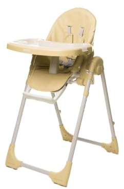 4BABY Decco Hochstuhl, Kinderhochstuhl, Mitwachsender, Rückenlehne Verstellbar und Klappbar (Beige)