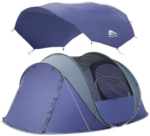 4 Person Easy Pop Up Tent,9.5’X6.6’X52'',Waterproof, Automatic Setup,2 Doors-Instant Family Tents for Camping, Hiking & Traveling