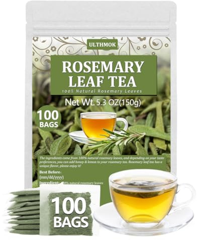 Premium Rosemary Tea Bags, 100 Teabags. Made with 100% Pure Natural Rosemary Leaves,No Additives & Caffeine Free.