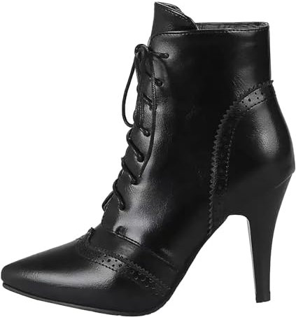 Briskorry Bottines vintage victoriennes pour femme - Bottes en cuir - Style rétro gothique - Steampunk - En cuir synthétique - Bout pointu - Bottes de moto à lacets - Pour la fête de la bière, N1