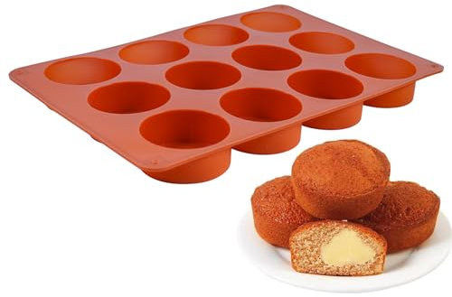 Melearch Teglia per muffin, stampo in silicone per dolci con 12 Stampi Muffin, pirottini in silicone, stampi per muffin antiaderente, stampo mini plumcake - Senza BPA e lavabile in lavastoviglie