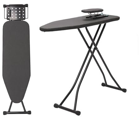 Tabla de Planchar Plegable, Tabla de Planchar de Altura Ajustable, Mesa de Planchar Grande de 110 x 31 cm con Soporte para Plancha y Funda de Algodón, Patas de Goma Antideslizantes (Color : Black)