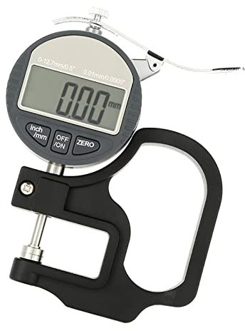Spessimetro Digitale, Campo di Misura 0-12,7 Mm, Precisione 0,01 Mm, Display LCD, Spessimetro Digitale per Pelle, Carta, Tessuto, Pellicola, Spugna, Filo