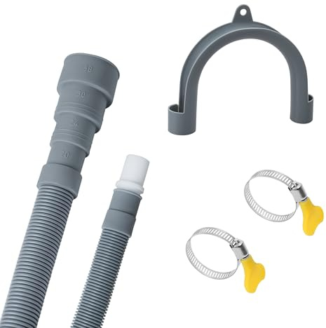 5 Feet Washing Machine Drain Hose, Universal Drain Hose Extension Kit for Washer, Dishwasher, Dehumidifier, Flexible Discharge Hose for LG/GE/Samsung, Fit up to 1-1/2 Inch Drain Outlets