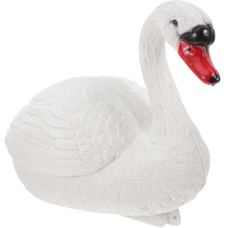 ABOOFAN Realistic Floating Swan Figurine White Waterproof Pond Swan Garden Statue Outdoor Yard Patio Landscape Decor Ornament for Garden and Pool