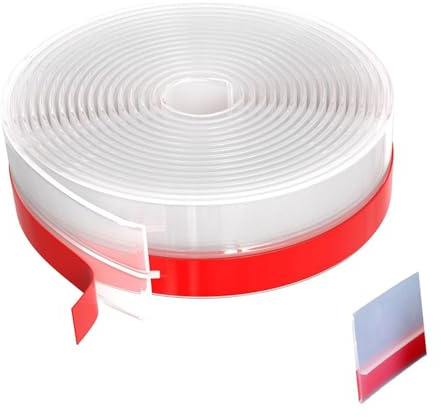 Draft Excluder for Doors Bottom Seal Strip, Draught Excluder Tape Silicone Self Adhesive Insulation Tape Frame Draught Stopper Door Edge Heat Cold Blocker, Translucent 118in × 1.37in