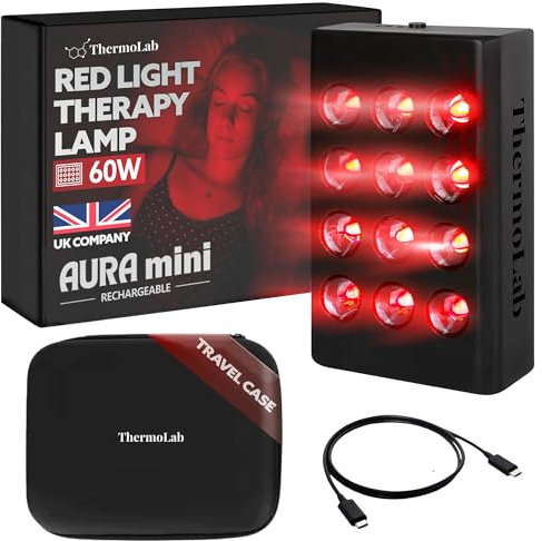 ThermoLab Red Light Therapy Lamp – Portable Rechargeable LED Panel with 660nm & 850nm Light for Wellness, Relaxation & Energy – Compact Infrared Therapy for Home & Travel - Aura Pro