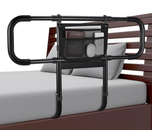 Siebenschläfer Bed Rails for Elderly Adults Safety, Extended Bed Assist Rail for Seniors - Adjustable Side Bed Guard Rails Handle Support Bar with Storage Bag, Fit King Queen Full Twin Beds