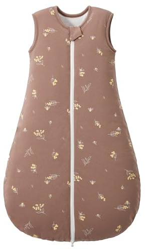 LULUMONKEY Gigoteuse d'hiver pour bébé de 18 à 36 mois, 100 % coton, 2,5 TOG, couverture portable pour bébé pour nouveau-né, sac de couchage, motif fruits marron