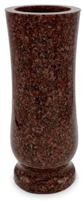 Vase funéraire en résine imitation granit - Vanga - Rouge - Hauteur : 20 cm - Diamètre : 10 cm - Élégant vase de cimetière résistant aux intempéries et au gel - Avec insert en plastique - Élégante